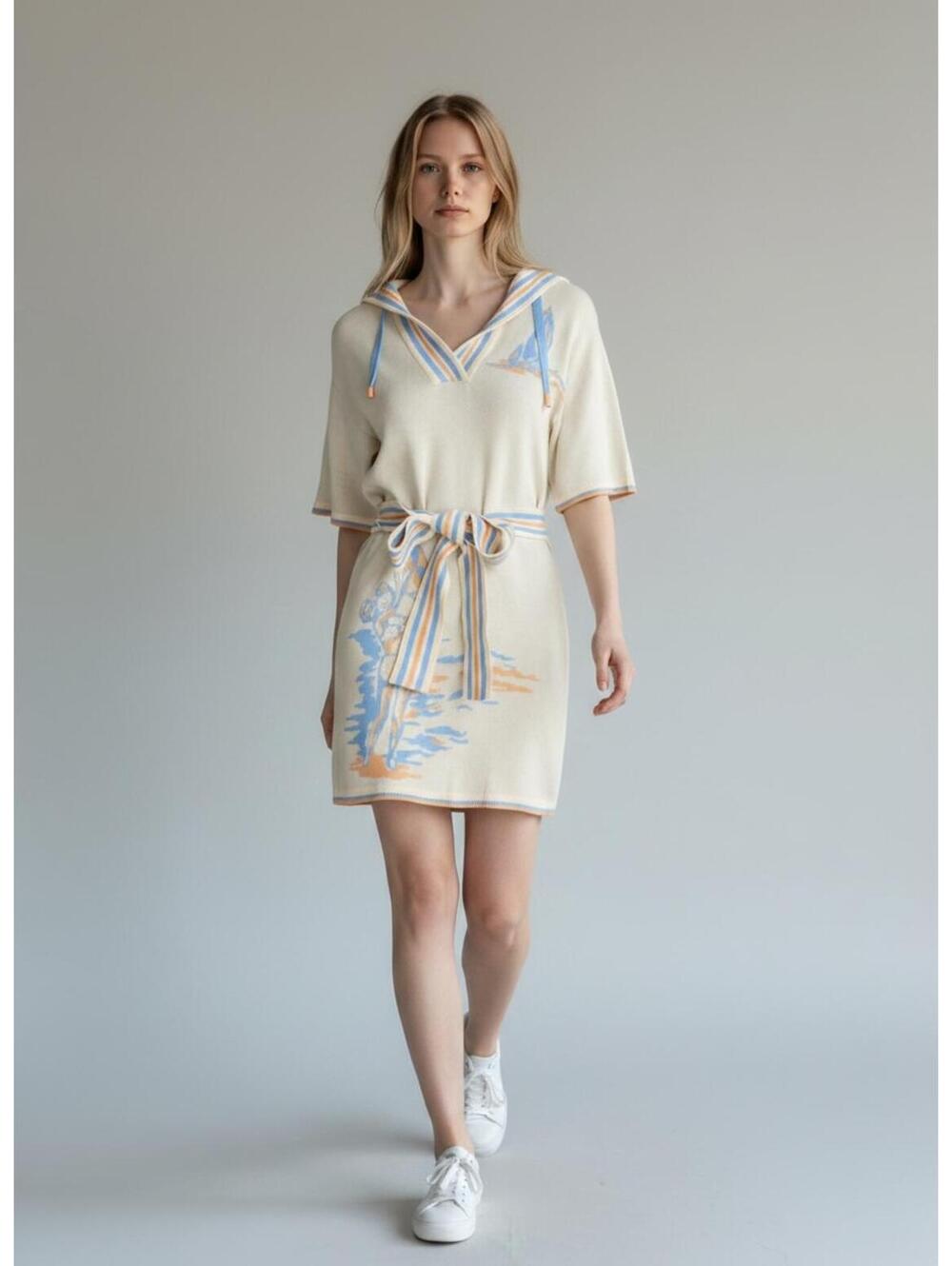 Zimmermann Lyre Hooded Knit Mini Dress Cream Summer Swim 2022 0P | NWT